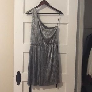NWT Express silver one shoulder dress